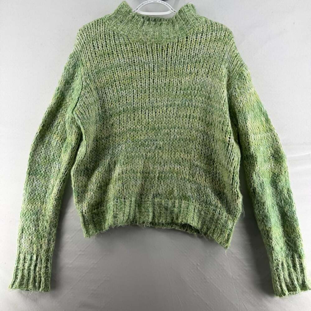 1517 Y2K Hello Molly Sweater Size S Green Marbled Mock Neck Knit